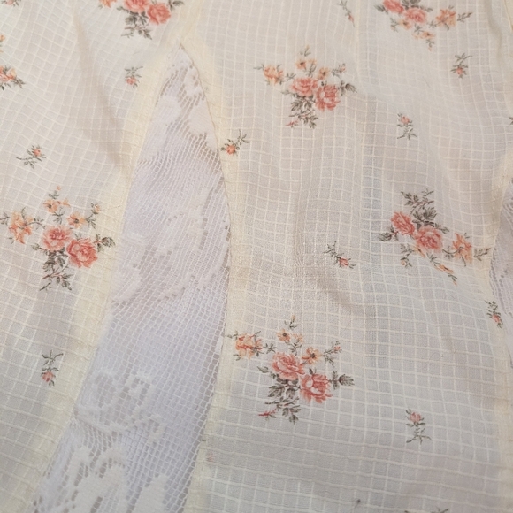 Vintage Handmade Cream Dress with Peach Floral Pattern, Back Zip - Picture 2 of 4